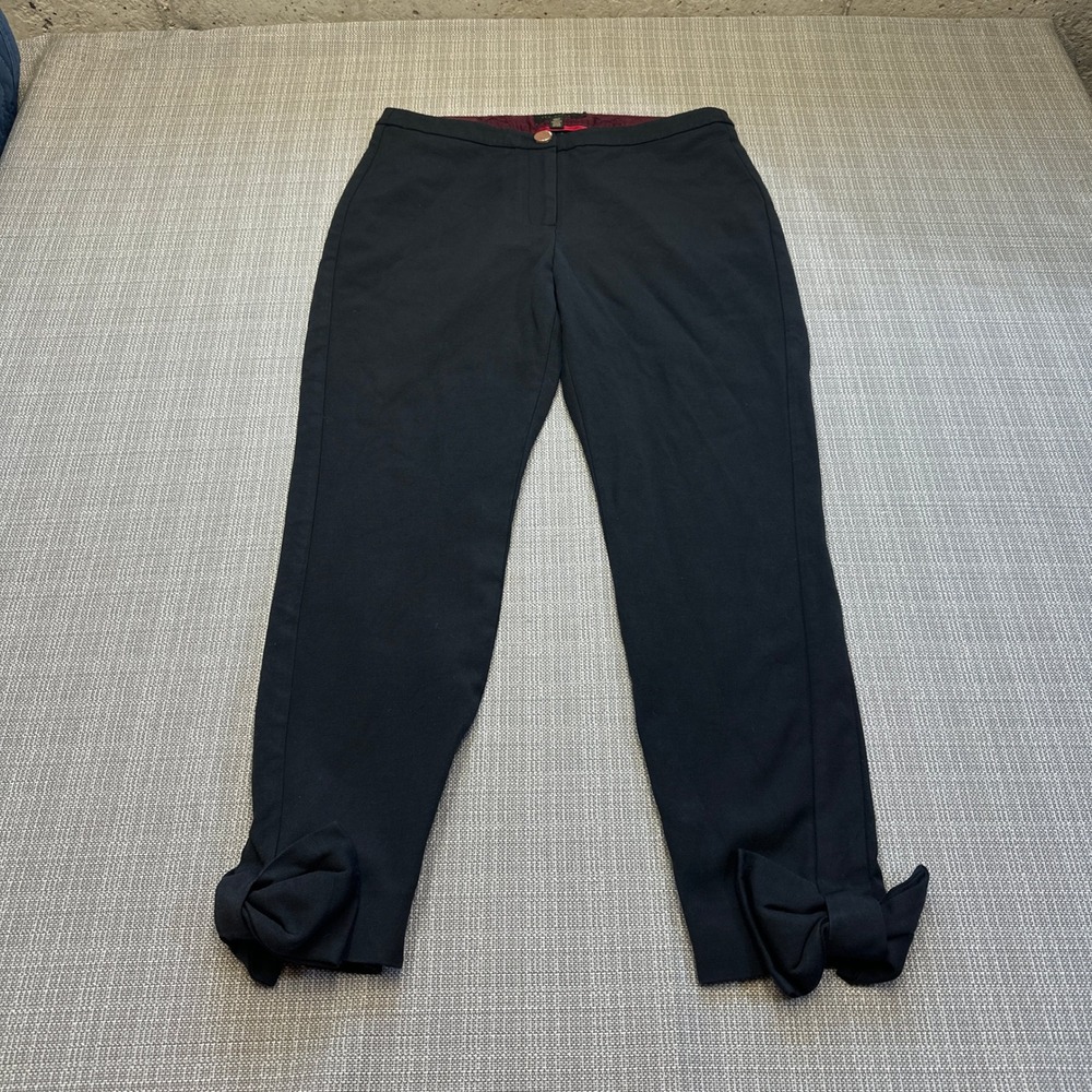 Ted Baker London Black Bow Cuff Ankle Pants Size 2 Career Office Stretch Trouser